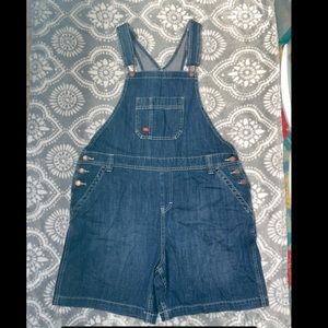 Denim short overalls